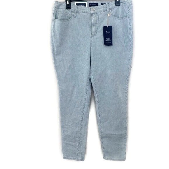 Charter Club Plus Size Railroad-Striped Skinny Ankle Jeans Sz 12 - Picture 2 of 8